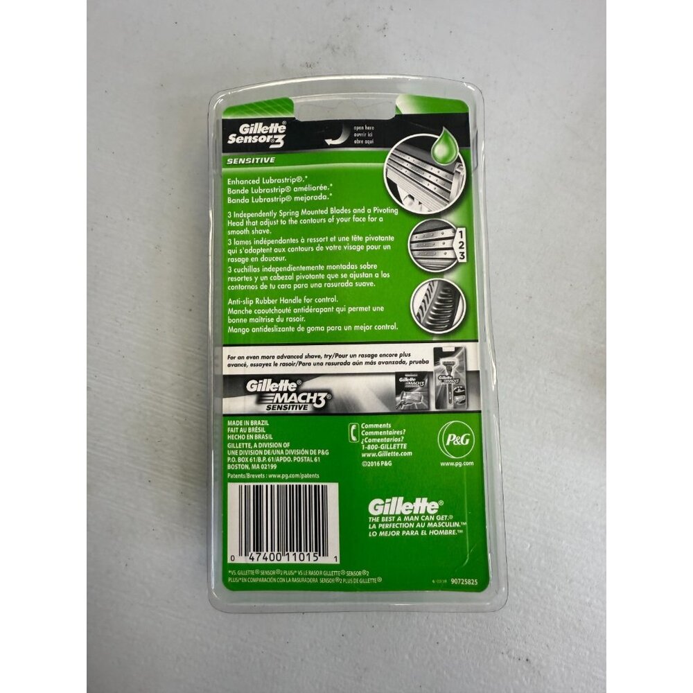 Gillette Sensor3 Disposable Razor - Green Sensitive Skin 4 pack 3 blade - Picture 2 of 2